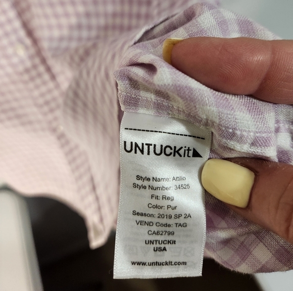 Untuck It Men's Lavender Linen Checkered Shirt. Size XXX Large - Picture 4 of 8